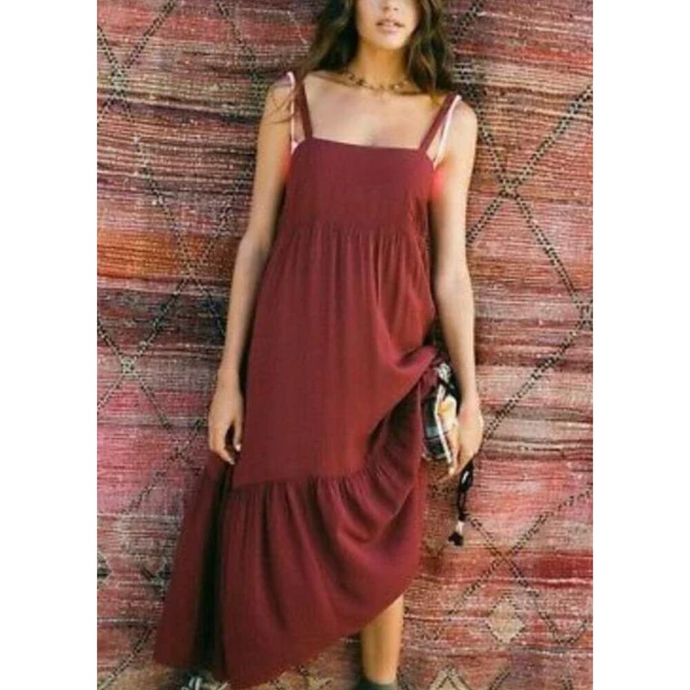 Urban Outfitters burgundy/ red babydoll maxi dress womens size XS